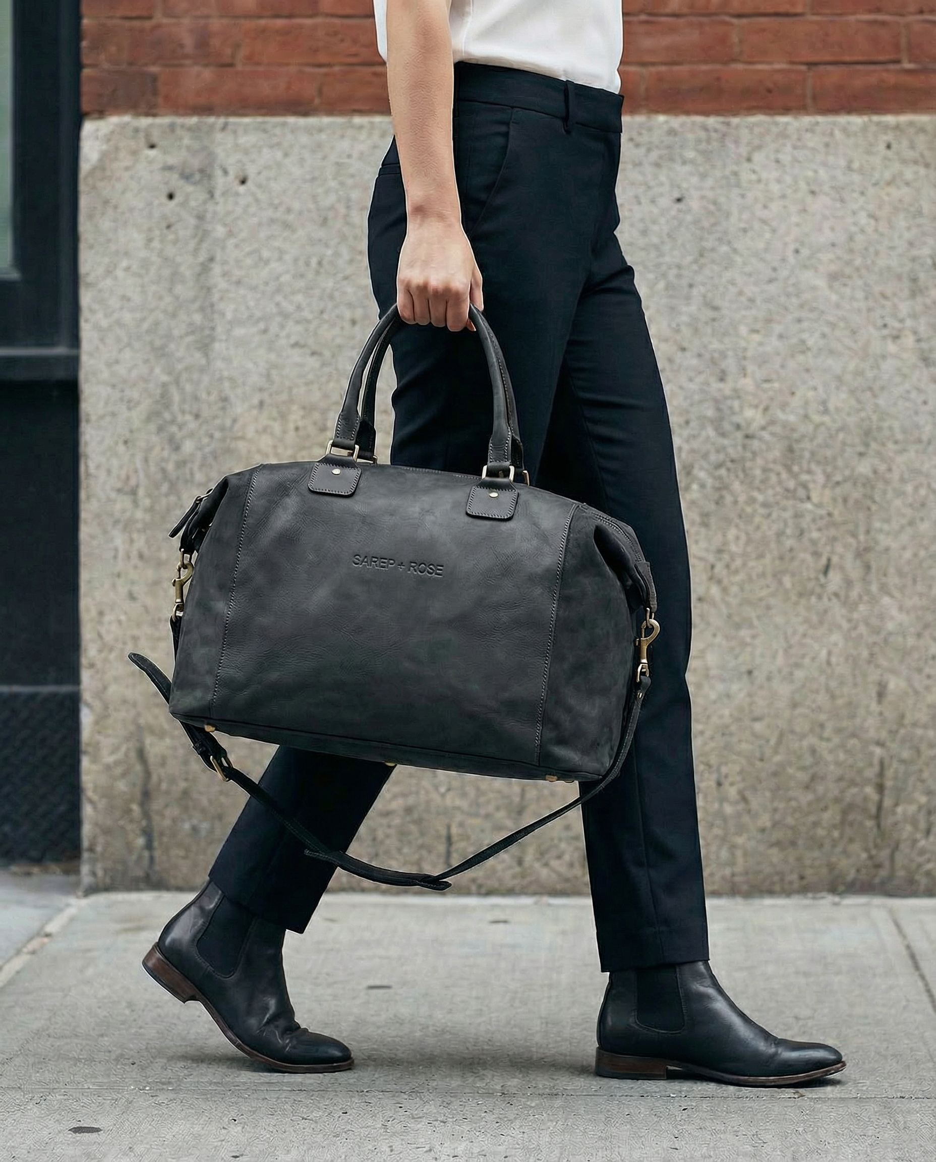 designer travel bags men's Oakley Travel Weekend luxury Leather Duffle Bag Black