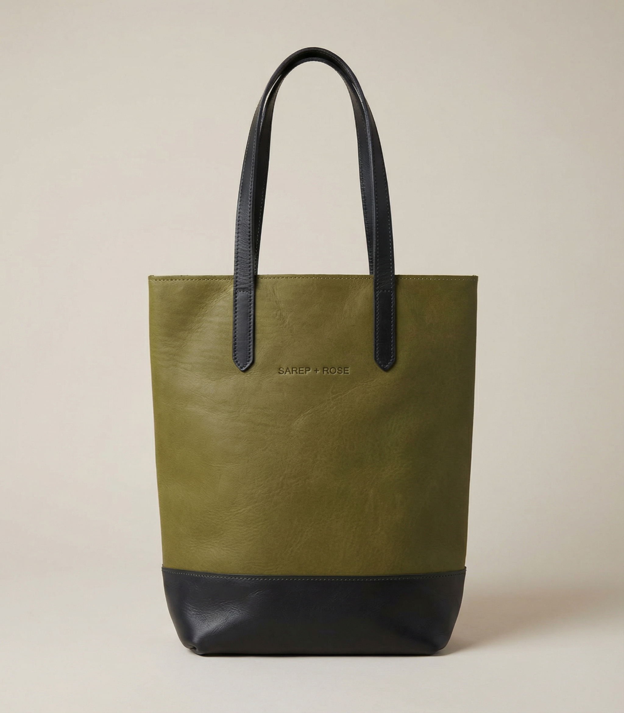 Medium Size Leather Kenya Tote Bag with zipper Olive Green – Sarep
