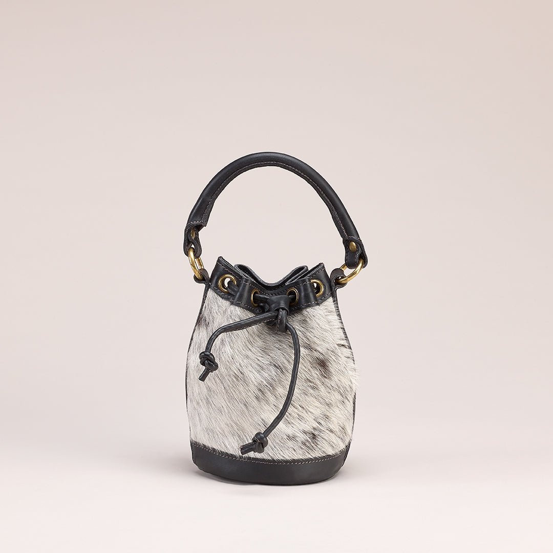 Mini-Bella Bucket Bag: Cowhide Black