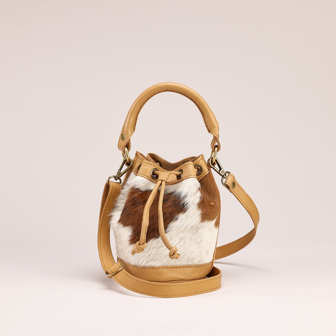 Mini-Bella Bucket Bag: Cowhide Tan