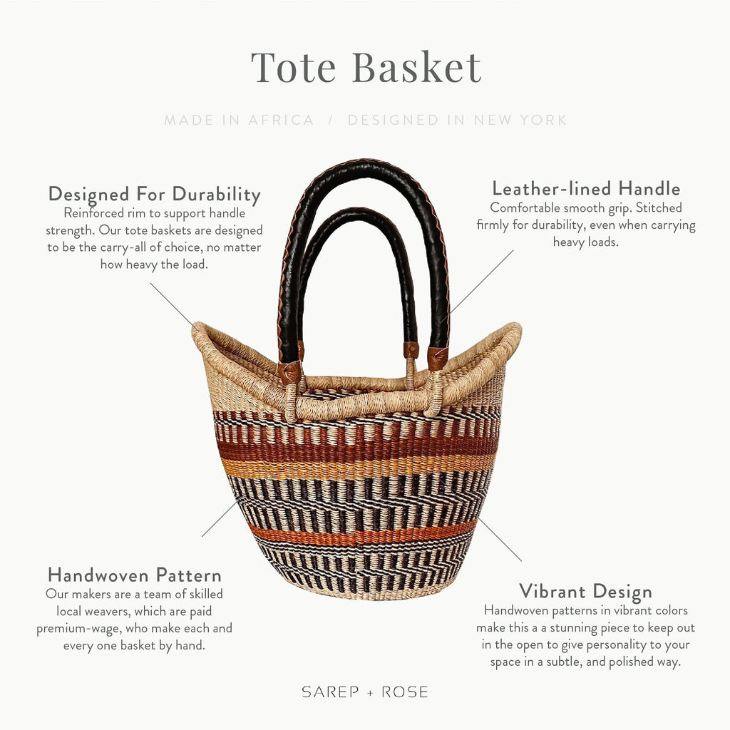 Tote Basket: Natural Monochrome Bands - Sarep + Rose